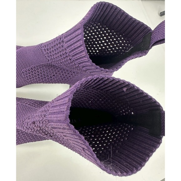 VIVAIA Melissa Perforated Knit Ankle Boots 41.5 US 10 Square Toe Eggplant Purple - Picture 8 of 16
